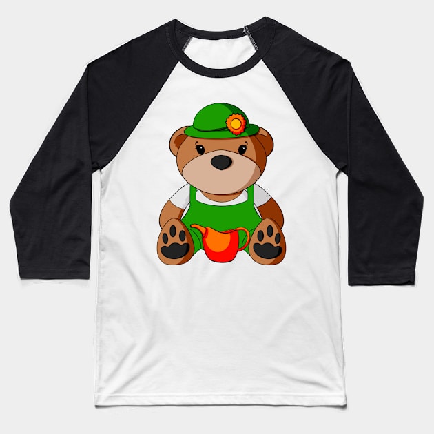 Gardener Teddy Bear Baseball T-Shirt by Alisha Ober Designs